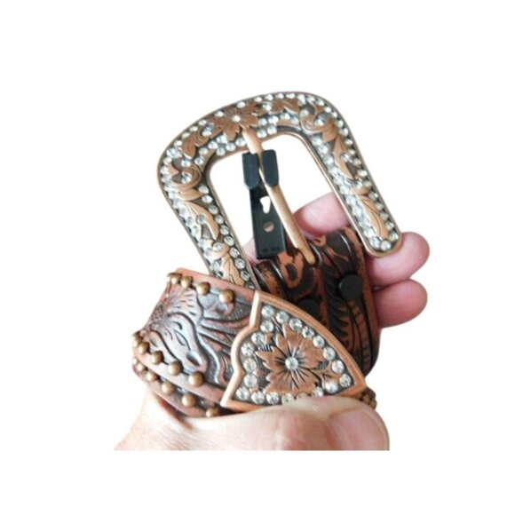 Angel Ranch Size SM  Leather Bling Western Belt NWT $66 - Picture 1 of 3